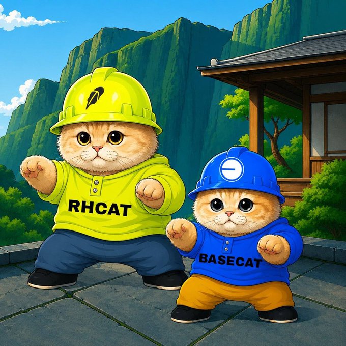 RobinhoodCat standing in a neon green RHCAT hoodie and hard hat